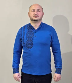 Прикольные футболки: Сорочка поло з довгим рукавом (синя)